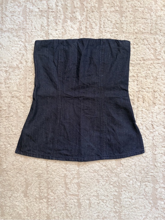 Zara Tops - Zara Black and Light Blue Denim Strapless Bustier S